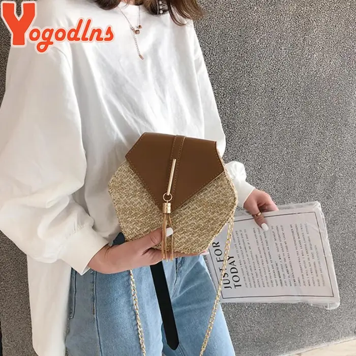 Yogodlns-Sac à main en rotin pour femmes