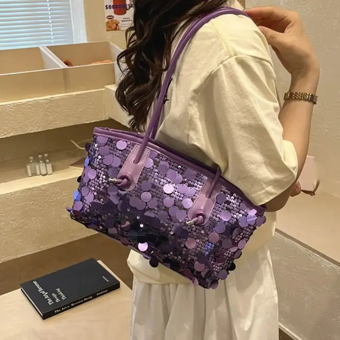 Sac fourre-tout décontracté brillant à sequins