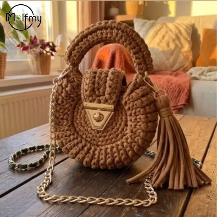 Sacs pour femmes en crochet faits à la main, sacs tissés à pompons faits à la main pour femmes, sacs