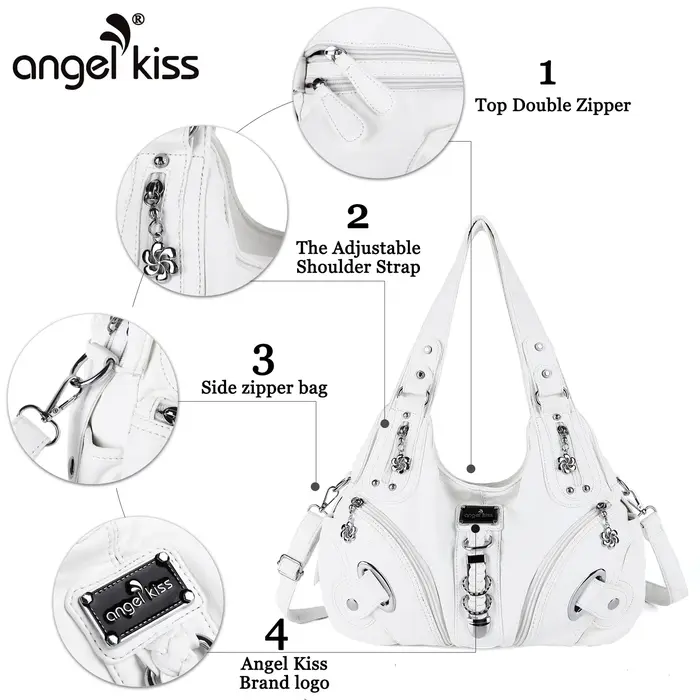 Sac à main pour femme Angel Kiss, sac à bandoulière tendance, grand sac fourre-tout noir, sac de sho