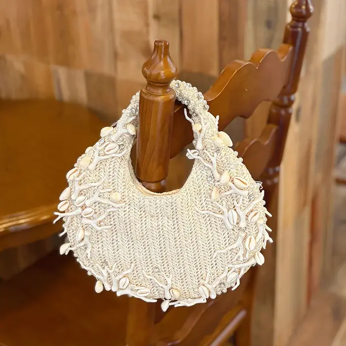 Sac à bandoulière de luxe en coquillage et corail