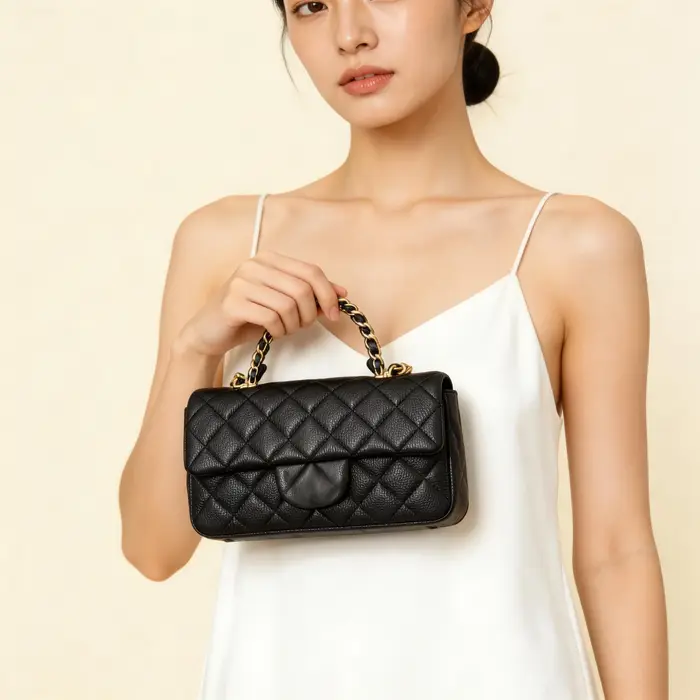 Sac à bandoulière en cuir véritable, un élégant sac à bandoulière matelassé en cuir véritable avec u