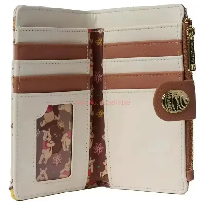 Loungefly Winnie l'ourson portefeuille pour femmes mignon petit sac à main en cuir court sac de carte bancaire avec dessin animé ourson conception cadeaux