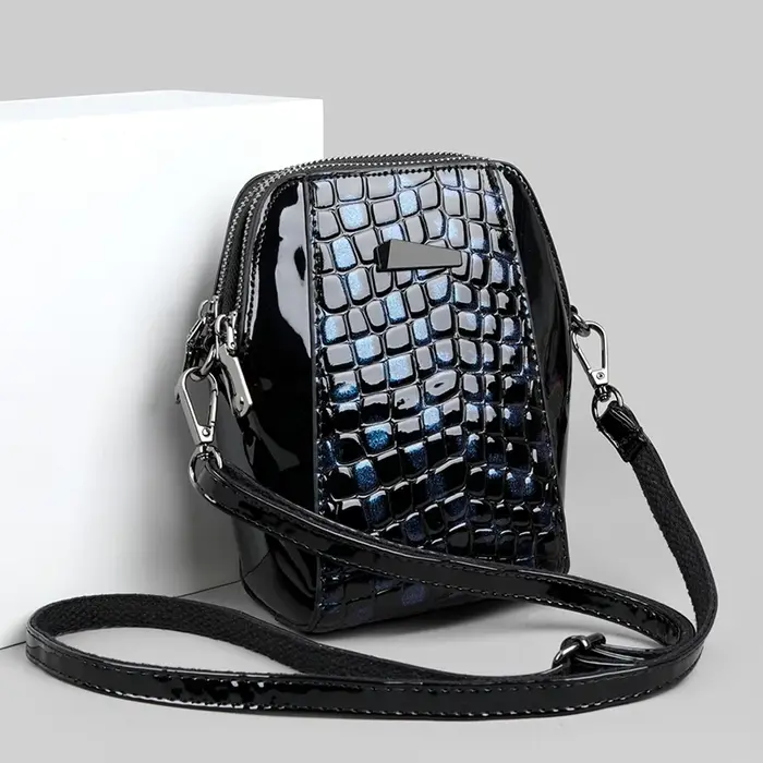 Sac à Main Patchwork Motif Léopard et Crocodile pour Femme Petit Sac Bandoulière