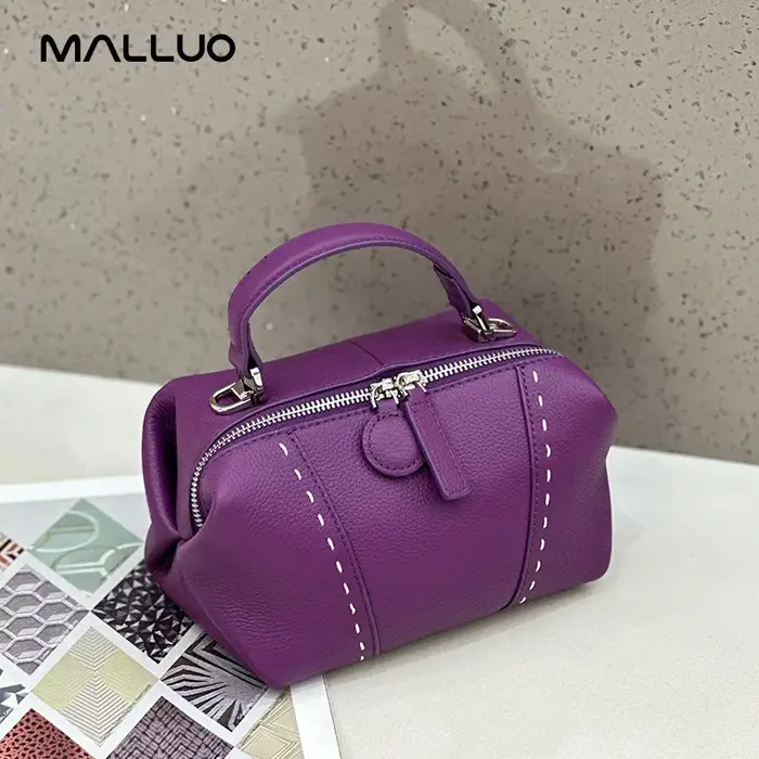 Sac Boston Mini en Cuir de Vachette Véritable pour Femme