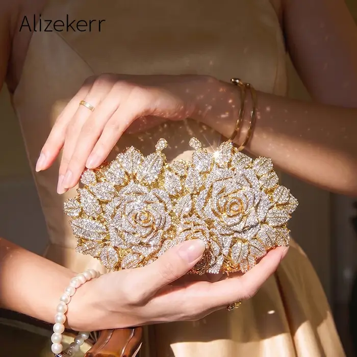 Alizekerr-Sacs à main de soirée en cristal rose pour femmes