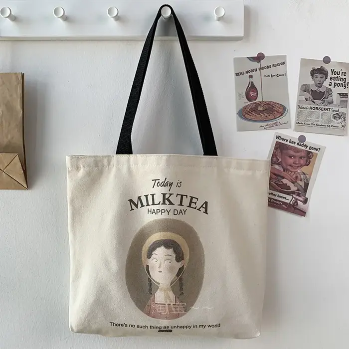Sac fourre-tout en toile réutilisable pour femmes et filles