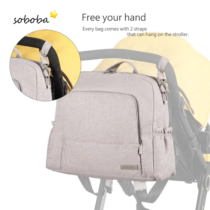 Soboba sac à dos à couches pour femmes grande capacité multi-fonctionnel sac à langer avec 2 sangles poussette suspendue pique-nique prêt