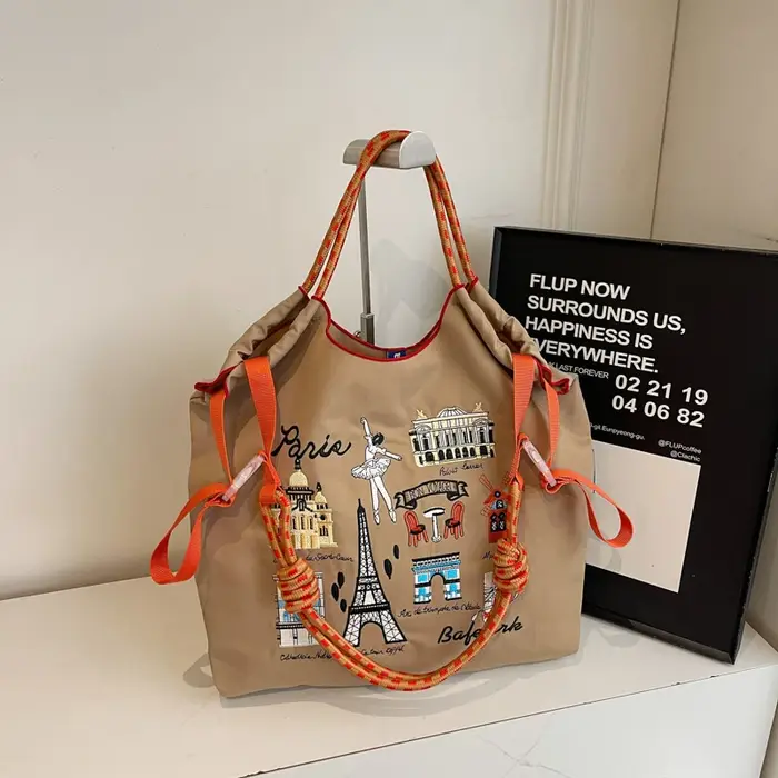 Sac à bandoulière en toile à motifs colorés pour femme