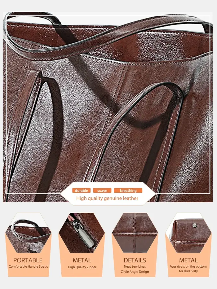 Nouveau sac à main pour femme en cuir véritable 100%, sac à bandoulière pour femme, sac fourre-tout 