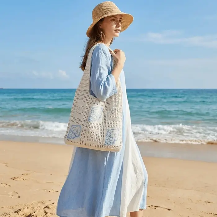 Sac fourre-tout tendance en crochet coquillage