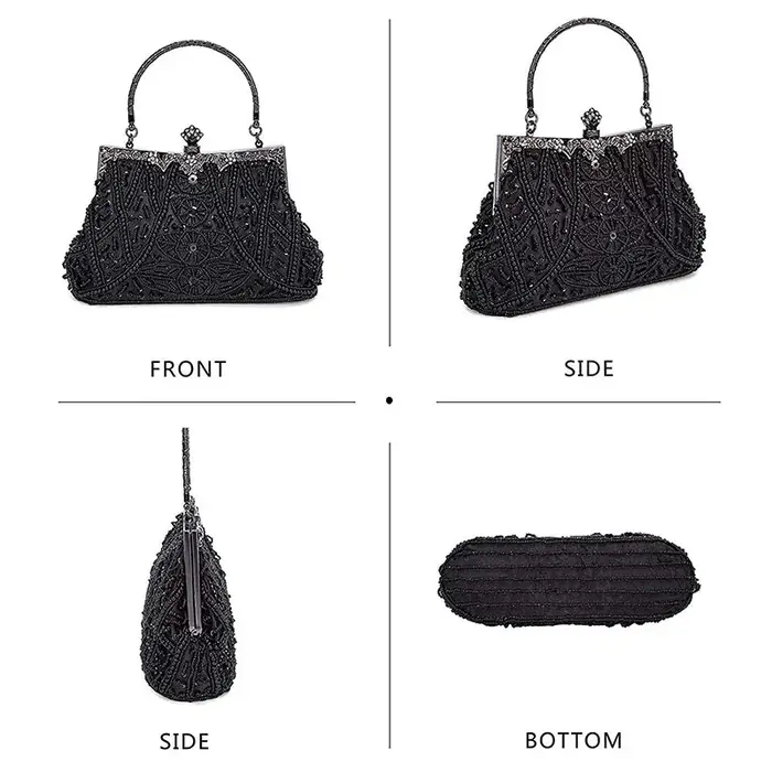 Sac à main de soirée bleu foncé vintage pour femmes