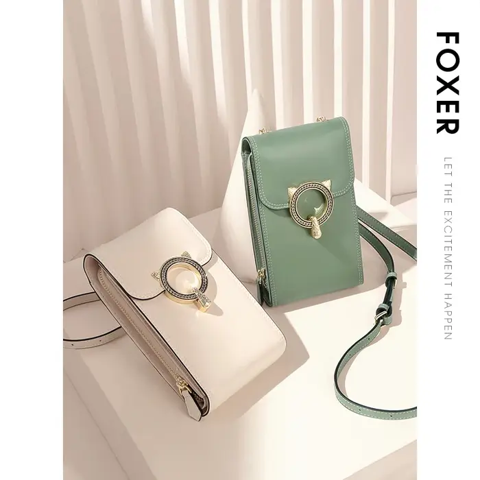 FOXER marque sac de téléphone portable en cuir fendu sac à bandoulière pour femme 2025 mode léger lu
