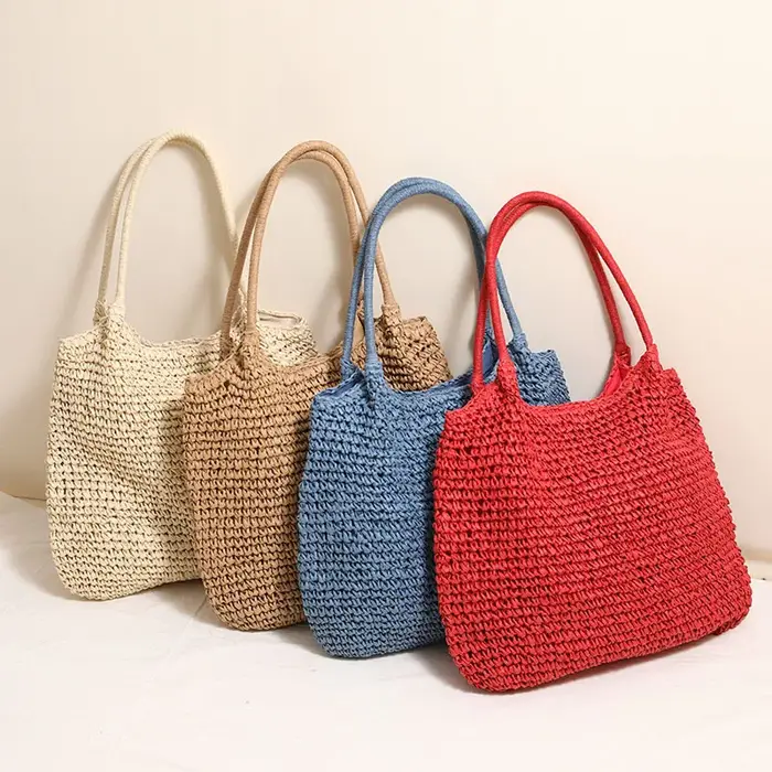 Sac fourre-tout en paille tressé tendance