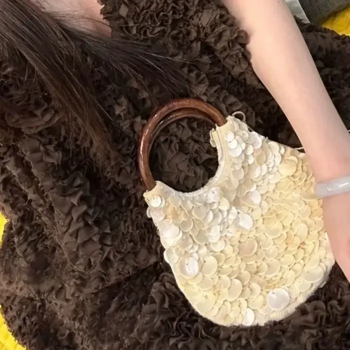 Sac à main à poignée supérieure en bois pour femmes