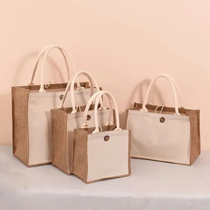 Nouveau sac fourre-tout en lin de style vertical, sac cadeau simple de couleur unie, sac de shopping à la mode