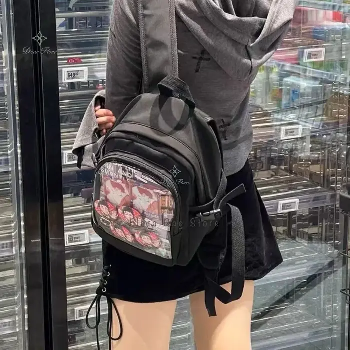 Y2K mignon Mini sac à dos femmes Kawaii Ita sac doux fille sac à dos Transparent bricolage personnalité affichage sac à dos Lolita sac à bandoulière