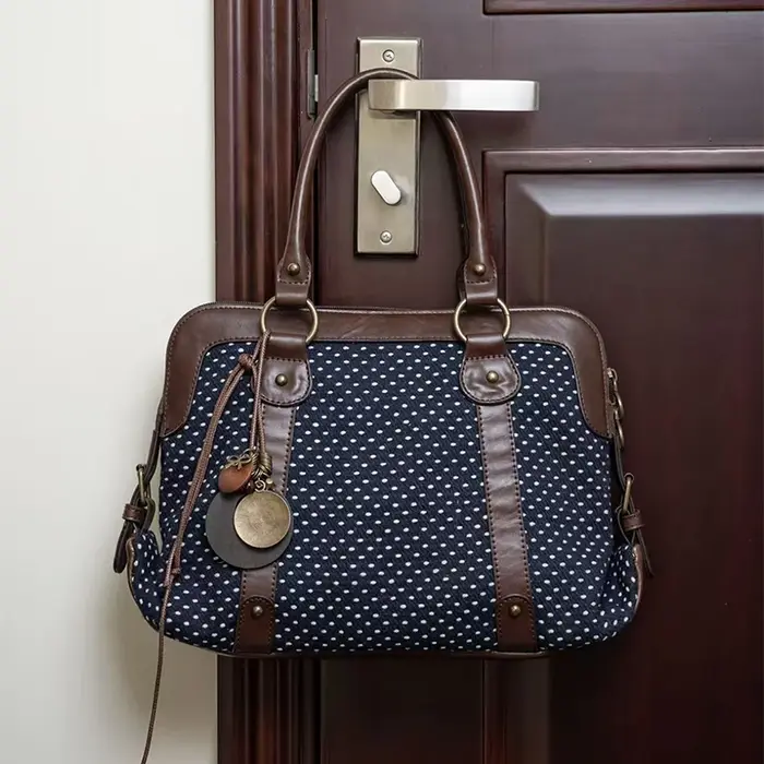 Sac fourre-tout vintage à pois pour femme