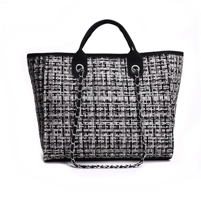 Nouveau Sac à Main Coréen pour Femme 2026 – Sac Seau Tendance à Carreaux Contrastants avec Chaîne, P