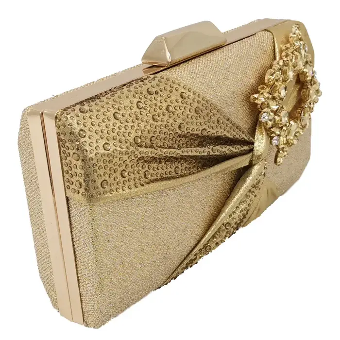 Boutique De FGG doré brillant paillettes nœud pochette pour femmes sac De soirée mariée diamant sacs à main mariage cristal sac fête Cocktail sac