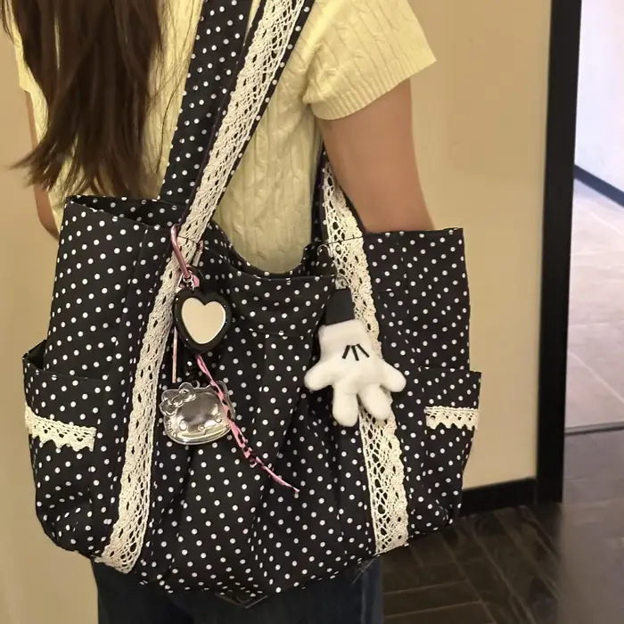 Sac à bandoulière coréen à pois pour femmes