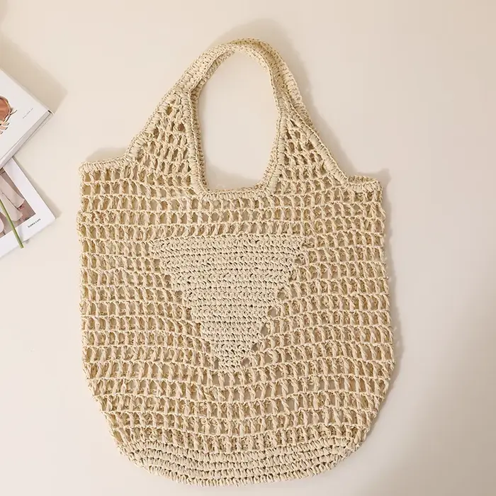 Sac fourre-tout de plage en raphia personnalisé, sac de paille personnalisé, sac fourre-tout de plag