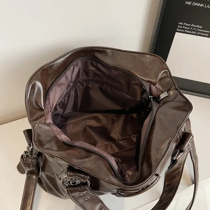 LEFTSIDE – sac à bandoulière Vintage en cuir marron pour femmes