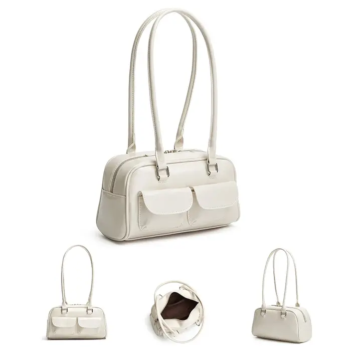 Nouveau sac pour femmes mode niche huile cire cuir sac de bowling multi-poches sac à aisselles sac à
