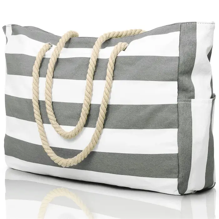 Sac de plage pour femme avec poche extérieure zippée