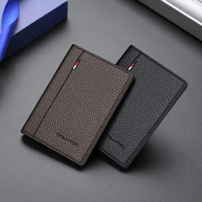 Marque de luxe Mini Ultra-mince petit portefeuille hommes court en cuir