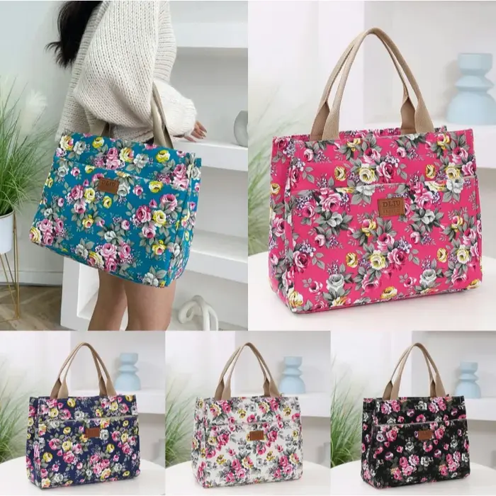 Sac de Shopping en toile à fleurs pour femmes