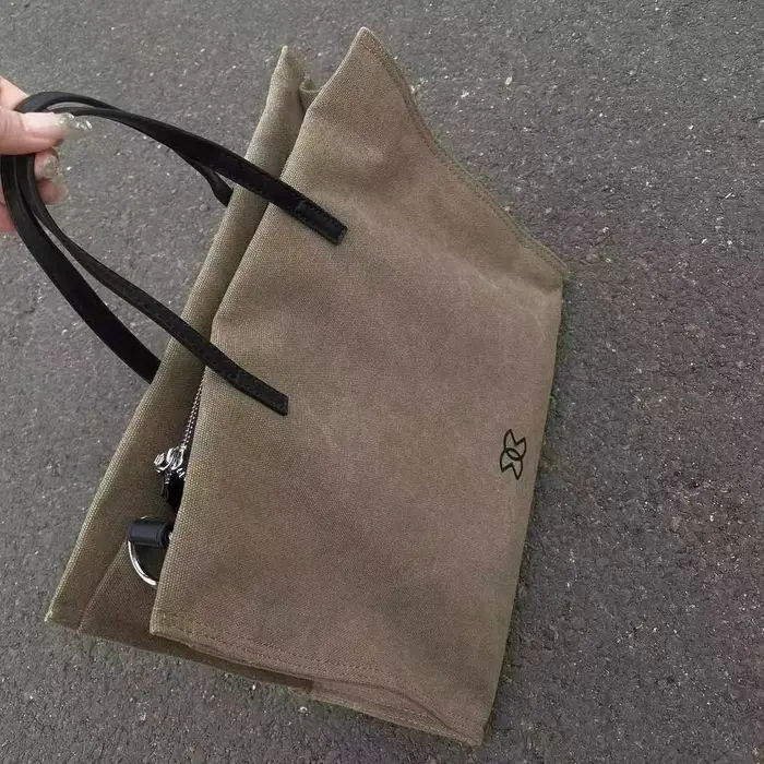 Sac fourre-tout minimaliste kaki pour femmes, sac à main carré de grande capacité pour dames, sac à 