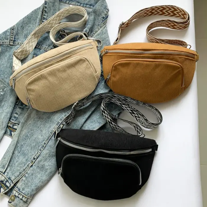 Sacs de ceinture en velours côtelé pour femmes