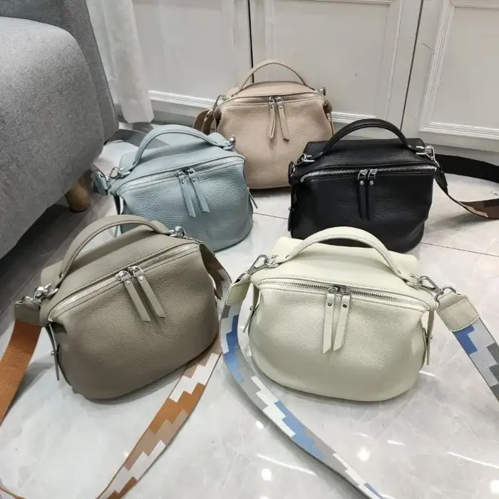 Sac à main en cuir de vachette 2025 beige pour femme