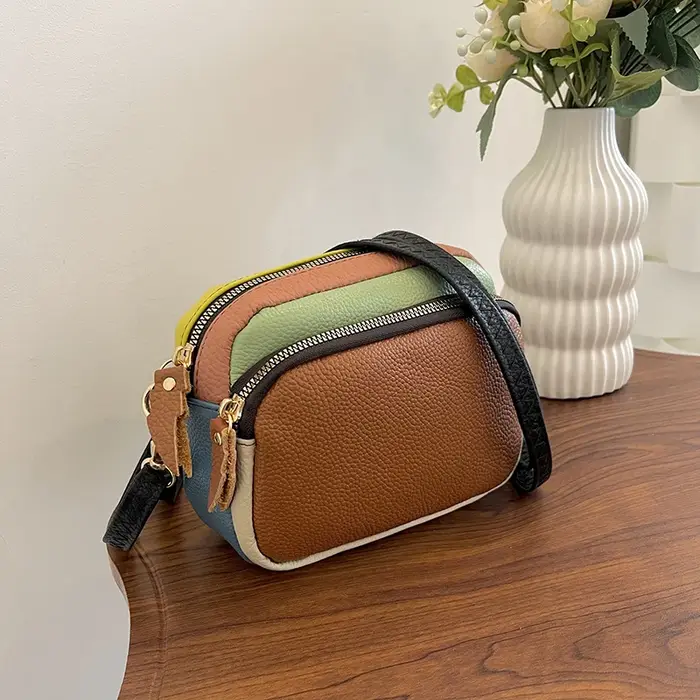 Sac à bandoulière 100% cuir véritable pour femme