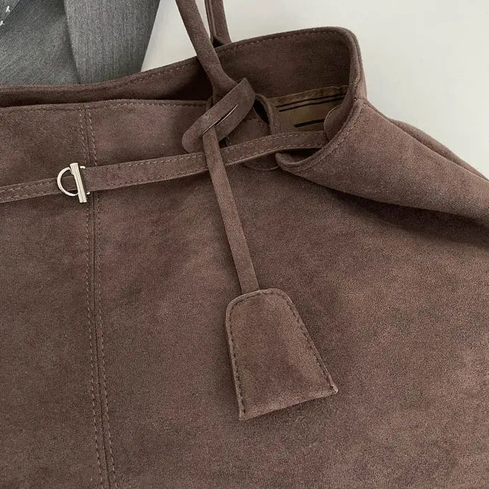 Femmes Sac fourre-tout en daim couleur unie Sac à bandoulière grande capacité sacs à main à la mode sacoche