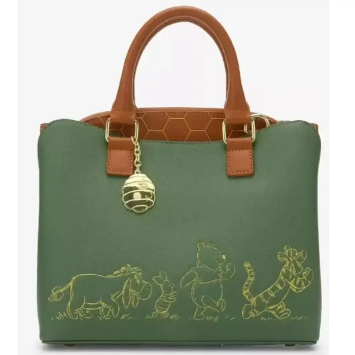 Sac bandoulière pour femme imprimé intégral Pooh & Friends, sac à double sangle, sac à main en cuir motif dessin animé pour femme