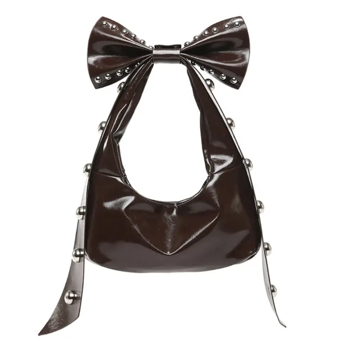 Sac à main en cuir PU pour femme, arcs uniques, embellissements à rivets, sac initié