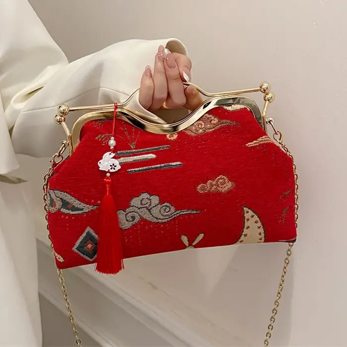 JOinitied-Pochette à franges vintage pour femme
