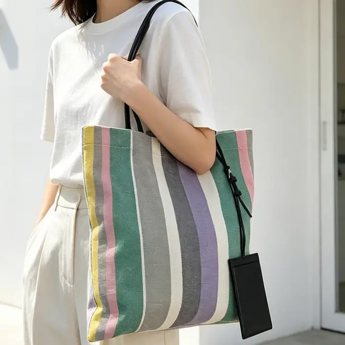 Sac fourre-tout rayé arc-en-ciel Y2K