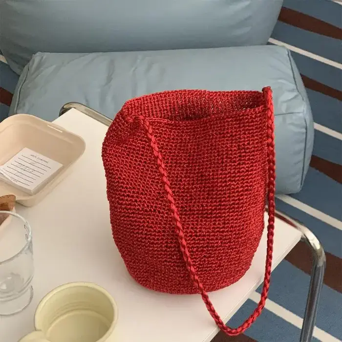 Sac seau tissé à la main grande capacité