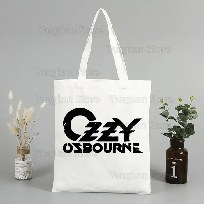 Rock Ozzy Osbourne diable métal imprimé toile sac à bandoulière femme Harajuku drôle grande capacité Eco environnement Shopper sac