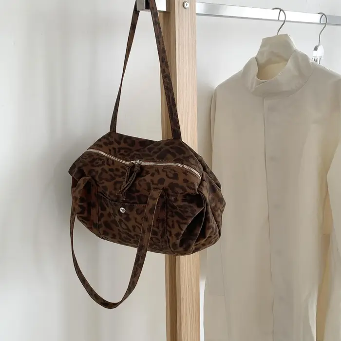 Sac à main imprimé léopard sauvage, fourre-tout de grande capacité, sac à bandoulière minimaliste en