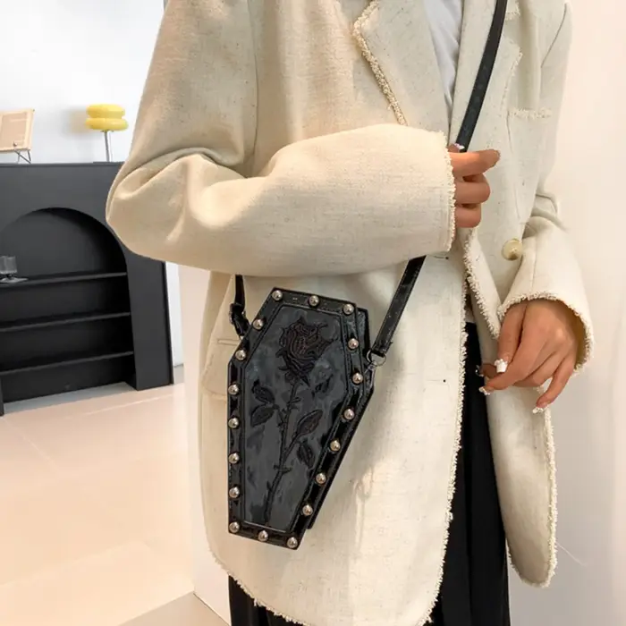 Femmes cercueil sacoche sac à main dessin animé gothique sac à bandoulière