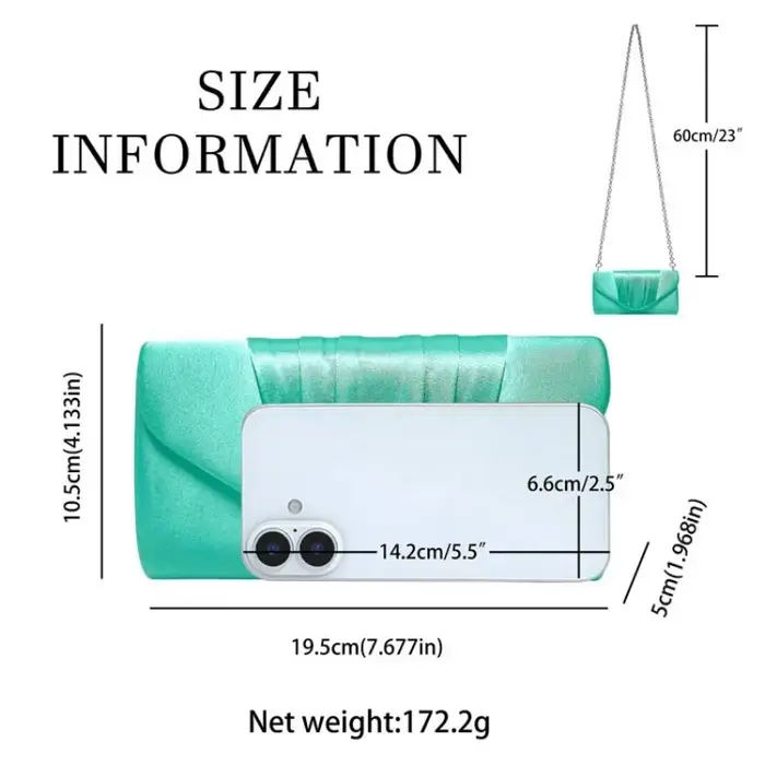 Sac de soirée élégant en Satin vert Turquoise pour femmes
