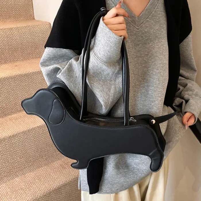 INS – sac à bandoulière teckel tridimensionnel en cuir PU