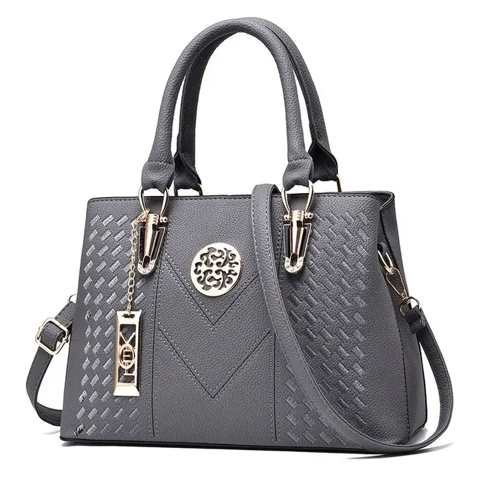 Sac fourre-tout en simili cuir gaufré à points en V pour femme