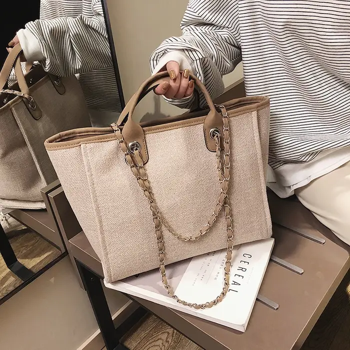 Sac à main en toile de grande capacité pour femmes