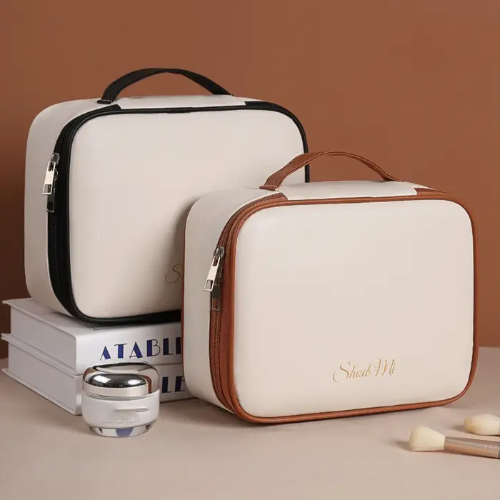 Sac de maquillage fourre-tout de luxe en PU pour femmes