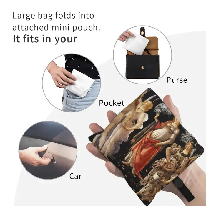 Sacs fourre-tout portables, sac à main de peinture célèbre, impression mignonne, Sandro Botticelli Primavera, shopper initié